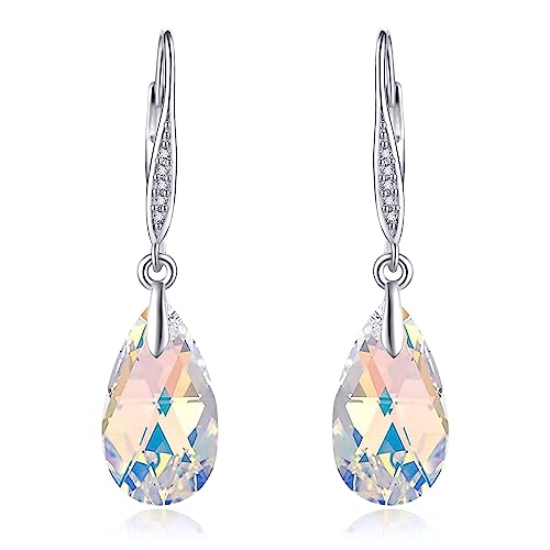 URONE Kristall Ohrringe Silber 925 Tropfen Ohrringe Hängend Zierliche Funkelnde Einzigartige Baumeln Ohrringe Schmuck Geschenke für Damen von URONE