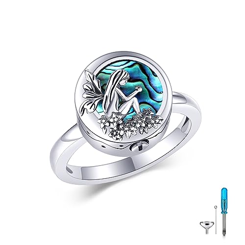 Fee Urnenring für Asche Sterling Silber Elf Aschenring Denkmal Einäscherung Andenken Schmuck Geschenk für Frauen Mädchen-17 von URONE