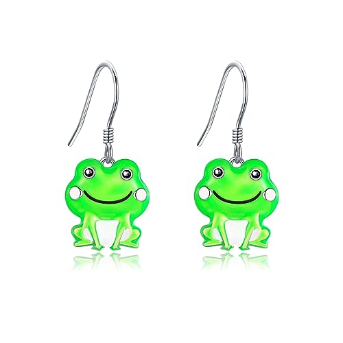 Frosch Ohrringe für Frauen 925 Sterling Silber Niedlicher Frosch Tropfen Ohrringe Frosch Schmuck Geschenke für Frauen Mädchen Teenager von URONE