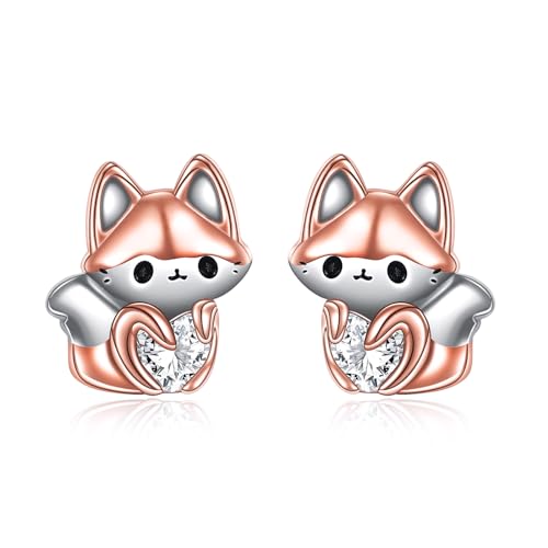URONE Sterling Silber Fuchs Ohrstecker Ohrringe Schmuck Geschenk für Frauen Mädchen von URONE
