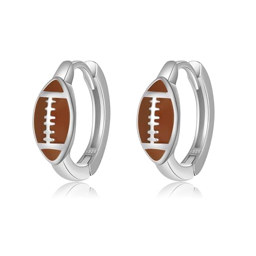 Fußball Ohrringe 925er Sterlingsilber Sport Ohrringe Rugby Schmuck Geschenke für Frauen Sportfans von URONE