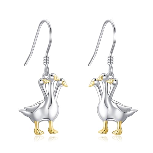 Gänseohrringe aus Sterlingsilber süße Gänse-Ohrhänger lustige Ohrringe Schmuck Geschenke für Frauen Gänseohrringe aus Sterlingsilber süße Gänse-Ohrhänger lustige Ohrringe Schmuck Geschenke für Frauen von URONE