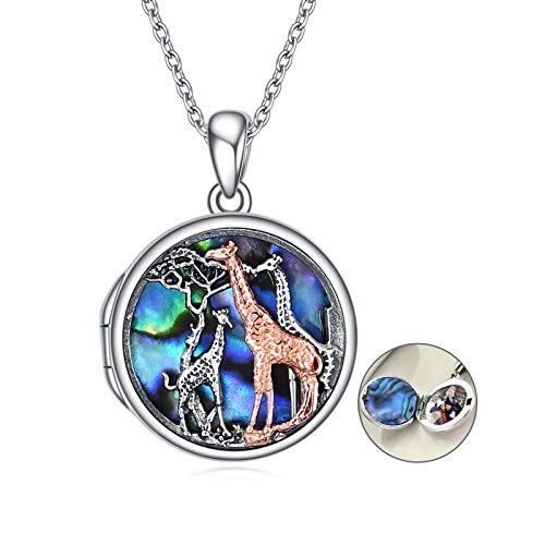 URONE Giraffe Halskette für Frauen Sterling Silber Giraffe Medaillon Anhänger Familienschmuck nette Tier Halskette Geschenke für Mädchen Mutter Tochter von URONE