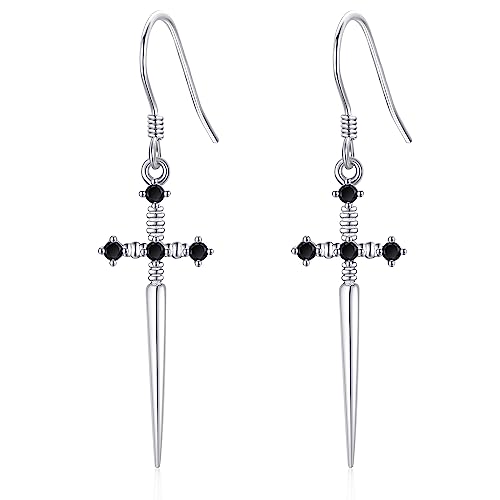 URONE Schwert Ohrringe 925 Sterling Silber Schwert Tropfen Ohrringe Gothic Schmuck Geschenk für Frauen Damen von URONE