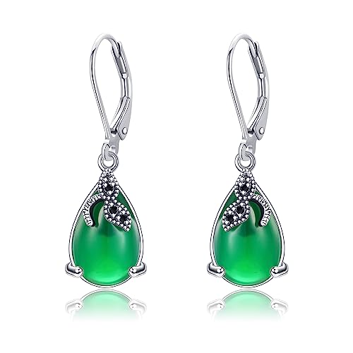 Grüner Smaragd Ohrringe Für Frauen 925 Sterling Silber Teardrop Tropfen Ohrringe Smaragd Schmuck Geschenk Für Mädchen Teenager Frau Mutter Tochter von URONE