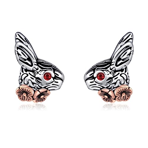 Kaninchen-Ohrringe Sterlingsilber Hasen-Kaninchen-Blumen-Ohrstecker Gotik-Retro-Punk-Kaninchen-Schmuck Geschenke für Frauen und Mädchen von URONE