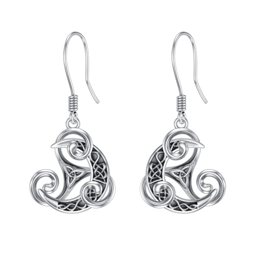 Keltische Knoten Ohrringe für Frauen 925 Sterling Silber Triquetra Ohrringe Keltische Mond Schmuck Geschenk für Frauen Mädchen von URONE