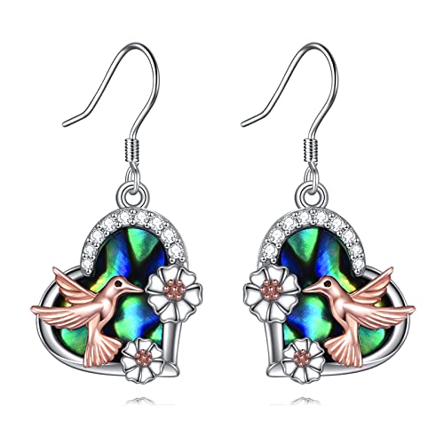 Kolibri-Ohrringe Sterlingsilber Kolibri-Blumen-Ohrringe zierlicher Vogel Schmuck Geschenke für Frauen und Mädchen von URONE