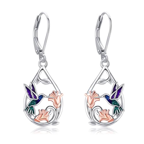 Kolibri-Ohrringe aus Sterlingsilber Kolibri-Blumen-Ohrringe Kolibri-Vogel-Schmuck Geschenke für Frauen von URONE