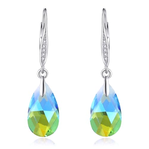 Kristall-Ohrringe für Frauen 925 Sterling Silber Smaragdgrün Tropfen Ohrringe Kristall Schmuck Geschenk für Frauen Mädchen von URONE