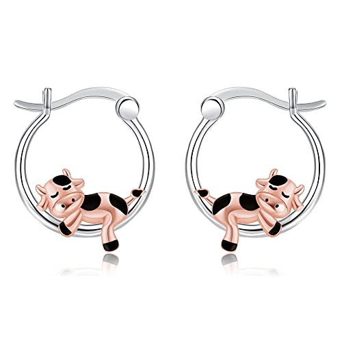 Kuh Ohrringe Sterling Silber Kuh Creolen niedliche Tierkuh Schmuck Geschenke für Frauen Mädchen Kuh Ohrringe Sterling Silber Kuh Creolen niedliche Tierkuh Schmuck Geschenke für Frauen Mädchen von URONE