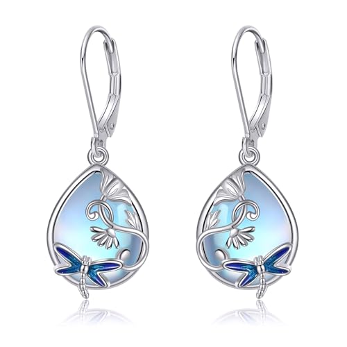 Libellen-Mondstein-Ohrringe 925er-Sterlingsilber Libellen-Mondstein-Ohrringe Libellen-Weihnachtsschmuck Geschenke für Frauen von URONE