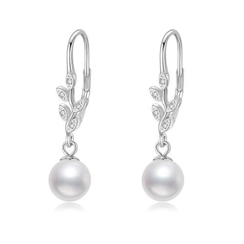 Perlenohrringe Aus Sterlingsilber Blattperlen Baumelnde Ohrringe Perlenschmuck Geschenke Für Frauen von URONE