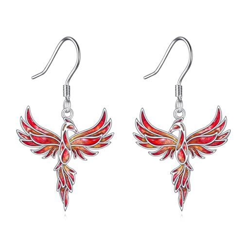 Phönix-Ohrringe Sterlingsilber Aufsteigender Phönix Baumelnde Ohrringe Tierschmuck Geschenke für Damen von URONE