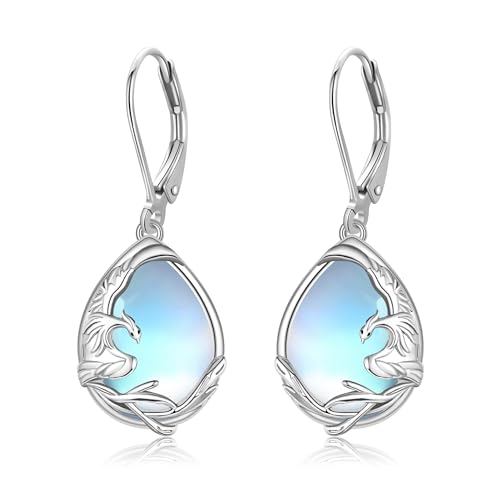 Phoenix-Ohrringe Sterlingsilber Phoenix-Mondstein baumelnde Ohrringe Phoenix-Schmuck Geschenke für Frauen und Mädchen von URONE