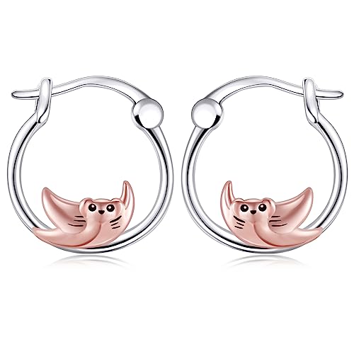 Rochen-Ohrringe Sterling-Silber Mantarochen Rochen-Creolen Ozean-Tier-Schmuck Geschenke für Frauen ​​ von URONE