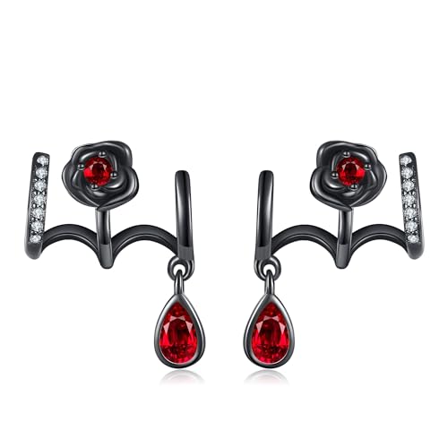 Rosenohrringe Sterlingsilber Schwarze Rosenkrallenohrringe Gotik-Rosenschmuck Geschenke für Frauen von URONE