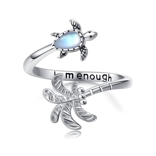 Schildkröte Ringe 925 Sterling Silber Mondstein Schildkröte Palmen Ring Mondstein Schmuck Geschenke für Frauen von URONE