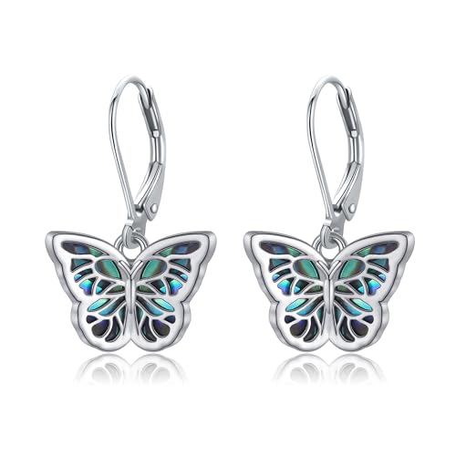 Schmetterling Ohrringe für Frauen Sterling Silber Schmetterling baumeln Drop Leverback Ohrringe Hypoallergen Schmetterling Schmuck Geschenke für Frauen Mädchen von URONE