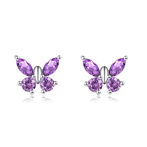 Schmetterling Ohrstecker für Frauen Sterling Silber lila kleine Schmetterling Ohrstecker Schmetterling Schmuck Geschenk für Frauen Mädchen von URONE