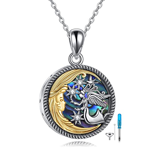 URONE Schutzengel Urne Halskette für Asche 925 Sterling Silber Engel Urne Anhänger Feuerbestattung Andenken Erinnerungsschmuck für Frauen von URONE
