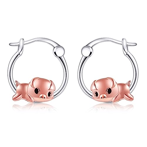 Schwein-Ohrringe Sterling-Silber Schwein-Creolen Niedlicher Tier-Schwein-Schmuck Geschenke für Frauen und Mädchen ​ von URONE