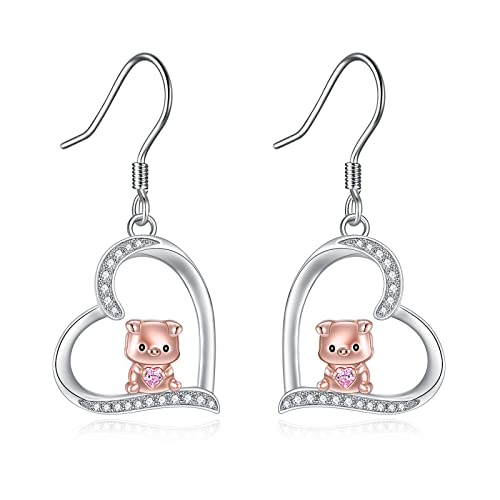 Schwein Ohrringe Sterling Silber Schwein Herz Ohrringe Weihnachten Schwein Schmuck Geschenke für Frauen Mädchen von URONE