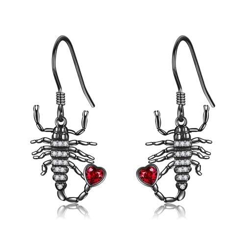 Skorpion-Ohrringe aus Sterlingsilber Skorpion-Herz-Ohrhänger Skorpion-Punk-Schmuck Geschenke für Frauen von URONE