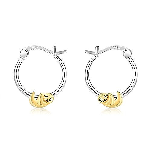 URONE Faultier Ohrringe Silber 925 - Creolen - Schmuck - Geschenk für Damen Frauen von URONE