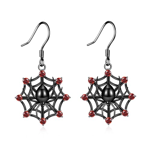 URONE Spinnen Ohrringe 925 Sterling Silber Spinnennetz Ohrringe Insekten Tiere Ohrringe Gotik Schmuck Geschenke für Frauen Mädchen von URONE
