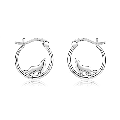 Sterling Silber Wolf Hoop Earrings Wolf Schmuck Geschenke für Frauen Mädchen Teenager von URONE