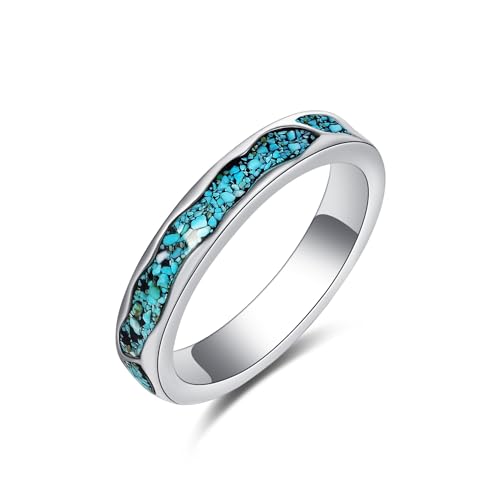 Türkis Ringe 925 Sterling Silber Wave Ring Versprechen Ringe Türkis Schmuck Geschenke für Frauen Mädchen-57 von URONE