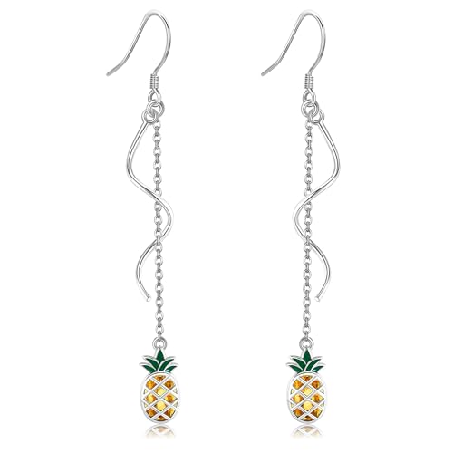URONE Ananas Ohrringe Sterling Silber Ananas Hängende Ohrringe Obst Ohrringe Frucht Schmuck Geschenk für Damen Frauen von URONE