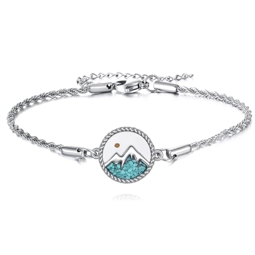 URONE Berg Armband 925 Sterling Silber Berg Turquoise Armbänder Berg Schmuck Geschenke für Frauen Männer von URONE