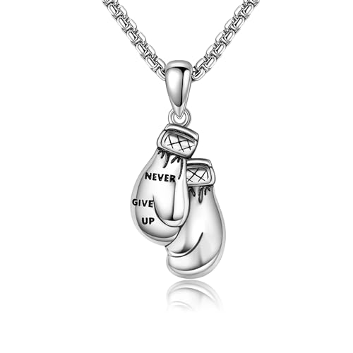 URONE Boxhandschuh Kette 925 Sterling Silber Boxhandschuhe Handschuhe Anhänger Halskette Boxhandschuh Schmuck Geschenke für Herren Männer Damen von URONE
