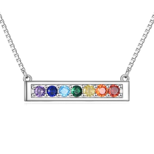URONE Chakra Kette 925 Sterlingsilber 7 Chakren Horizontaler Balken Anhänger Chakra Schmuck Geschenke für Frauen von URONE
