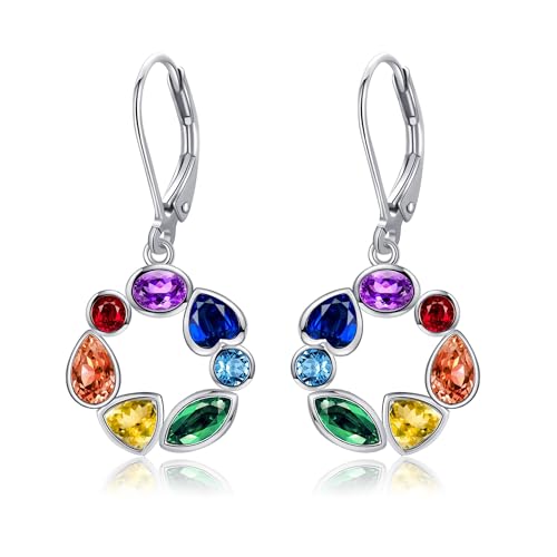 ‌URONE Chakra Ohrringe 925 Sterling Silber 7 Chakra Hänger Tropfen-Ohrringe Yoga Schmuck für Damen von URONE