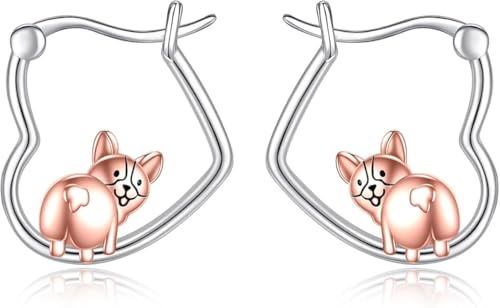 URONE Corgi Ohrringe Silber 925 Corgi Hund Creolen Hund Schmuck Geschenke für Damen Corgi Fans von URONE