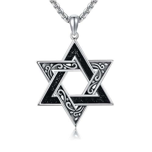 URONE Davidstern Kette 925 Sterling Silber Judenstern Anhänger Halskette Davidstern Schmuck für Herren Damen von URONE