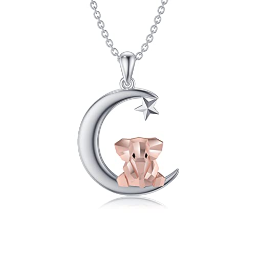 URONE Elefant Mond Halskette 925 Sterling Silber Elefant Halskette Schmuck Geschenk für Frauen Männer URONE Elefant Mond Halskette 925 Sterling Silber Elefant Halskette Schmuck Geschenk für Frauen Männer von URONE