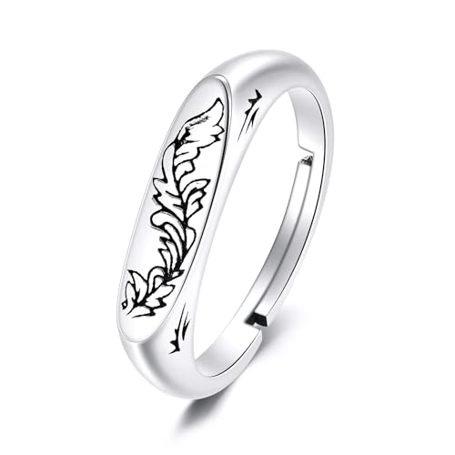 URONE Federring 925 Sterlingsilber Vintage-Feder Engelsflügelring Verstellbarer Ring Westernschmuck für Damen von URONE