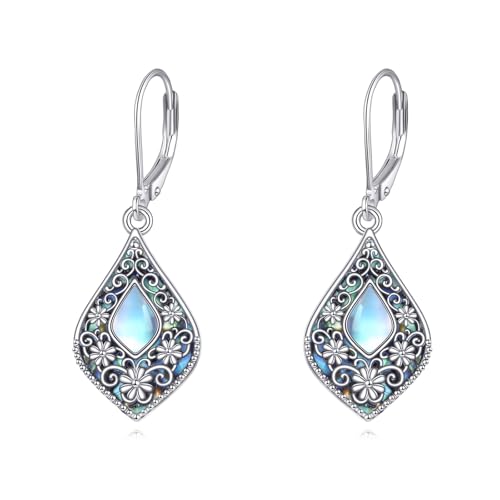 URONE ‌ Filigrane Abalone Shell Ohrringe 925er Sterlingsilber Vintage Baumeln Tropfen Ohrringe Filigran Böhmische Schmuck für Damen von URONE