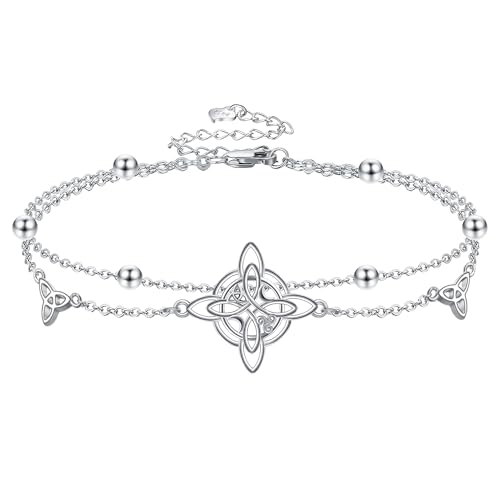 URONE Hexenknoten Armband 925 Sterlingsilber Keltischer Knoten Mehrlagiges Armband Schmuck Geschenk‌ für Damen von URONE