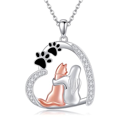 URONE Hund Kette 925 Sterling Silber Hund Herz Anhänger Halskette Hund Schmuck Welpen Geschenke für Damen Frauen URONE Hund Kette 925 Sterling Silber Hund Herz Anhänger Halskette Hund Schmuck Welpen Geschenke für Damen Frauen von URONE
