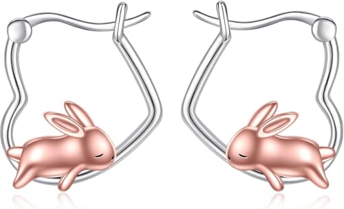 URONE Kaninchen Ohrringe Silber 925 Creolen Hase Schmuck Kaninchen Geschenke für Damen URONE Kaninchen Ohrringe Silber 925 Creolen Hase Schmuck Kaninchen Geschenke für Damen von URONE