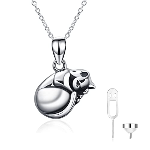 URONE Katze Urne Halskette für Asche Sterling Silber Einäscherung Schmuck Asche Andenken Denkmal Geschenk für Frauen von URONE