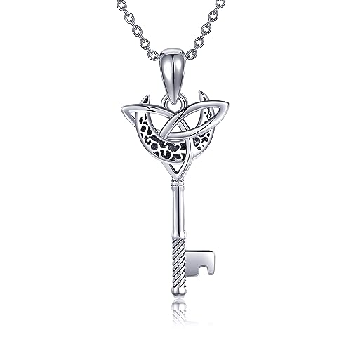 URONE Keltischer Knoten Halskette 925 Sterling Silber Schlüsselanhänger Keltischer Schmuck Geschenk für Frauen Männer Mädchen von URONE