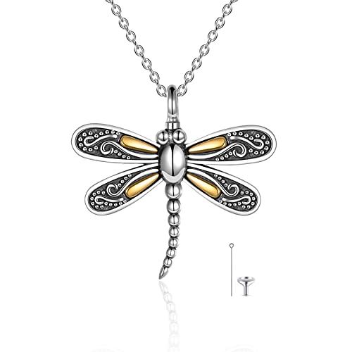 URONE Libelle Urne Halskette für Asche 925 Sterling Silber Keltischer Knoten Libelle Feuerbestattung Andenken Anhänger Halskette Libelle Schmuck für Frauen von URONE