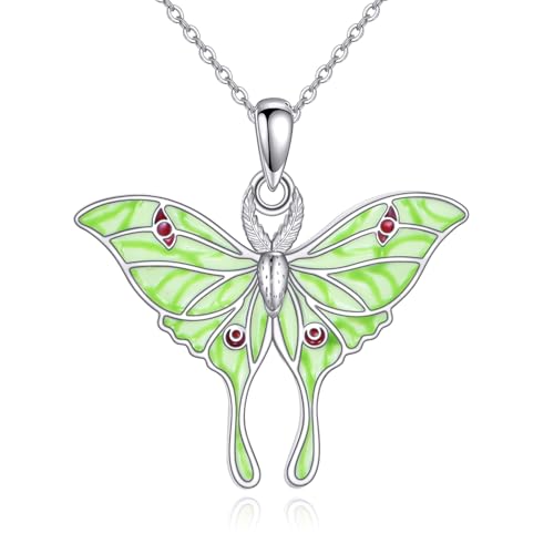 URONE Luna Motte Kette 925 Sterling Silber Grüne Motte Anhänger Halskette Insektenschmuck Motten Geschenke für Frauen URONE Luna Motte Kette 925 Sterling Silber Grüne Motte Anhänger Halskette Insektenschmuck Motten Geschenke für Frauen von URONE