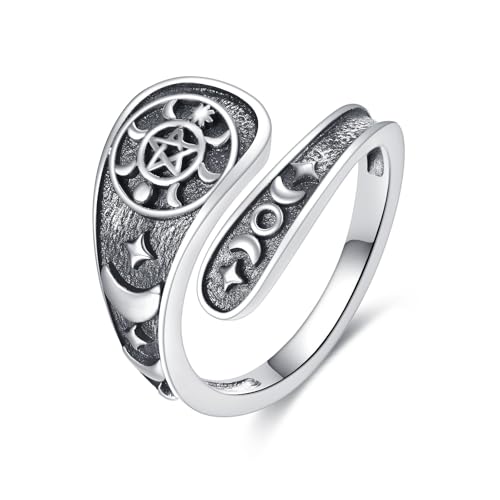 URONE Mondphasen-Löffelring aus Sterlingsilber mit Mond und Sternmotiv Daumenring Schmuckgeschenk für Damen URONE Mondphasen-Löffelring aus Sterlingsilber mit Mond und Sternmotiv Daumenring Schmuckgeschenk für Damen von URONE